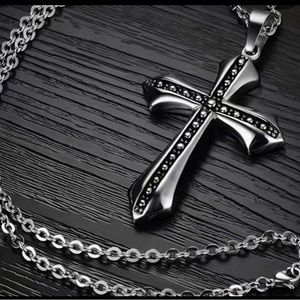 Vintage Cross Pendant with Necklace Chain Fashion Jewelry